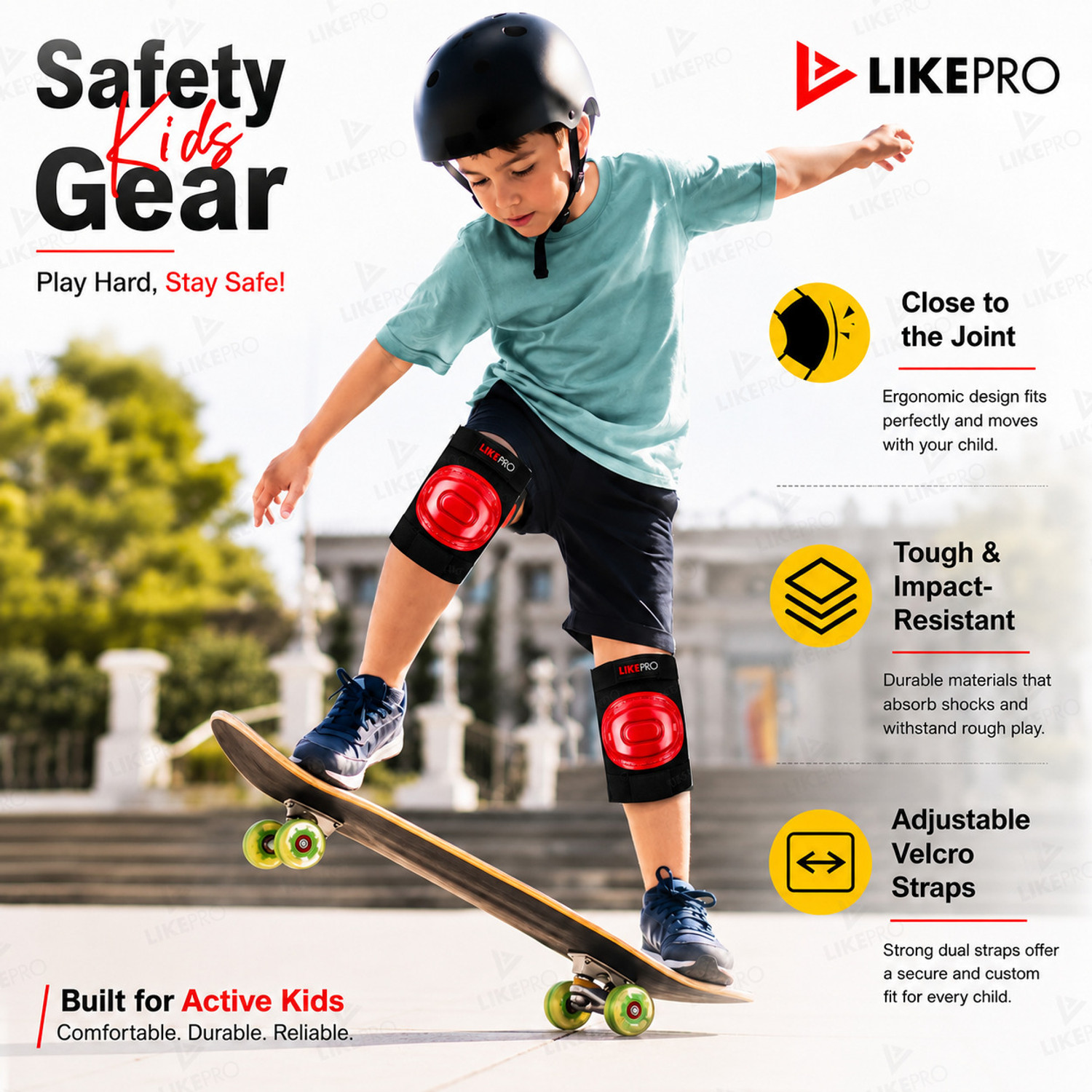 Image of LIKEPRO Kids Skating Protective Set (Ages 3-5-8-14 Yrs) With Skipping Rope Skating Guard Combo