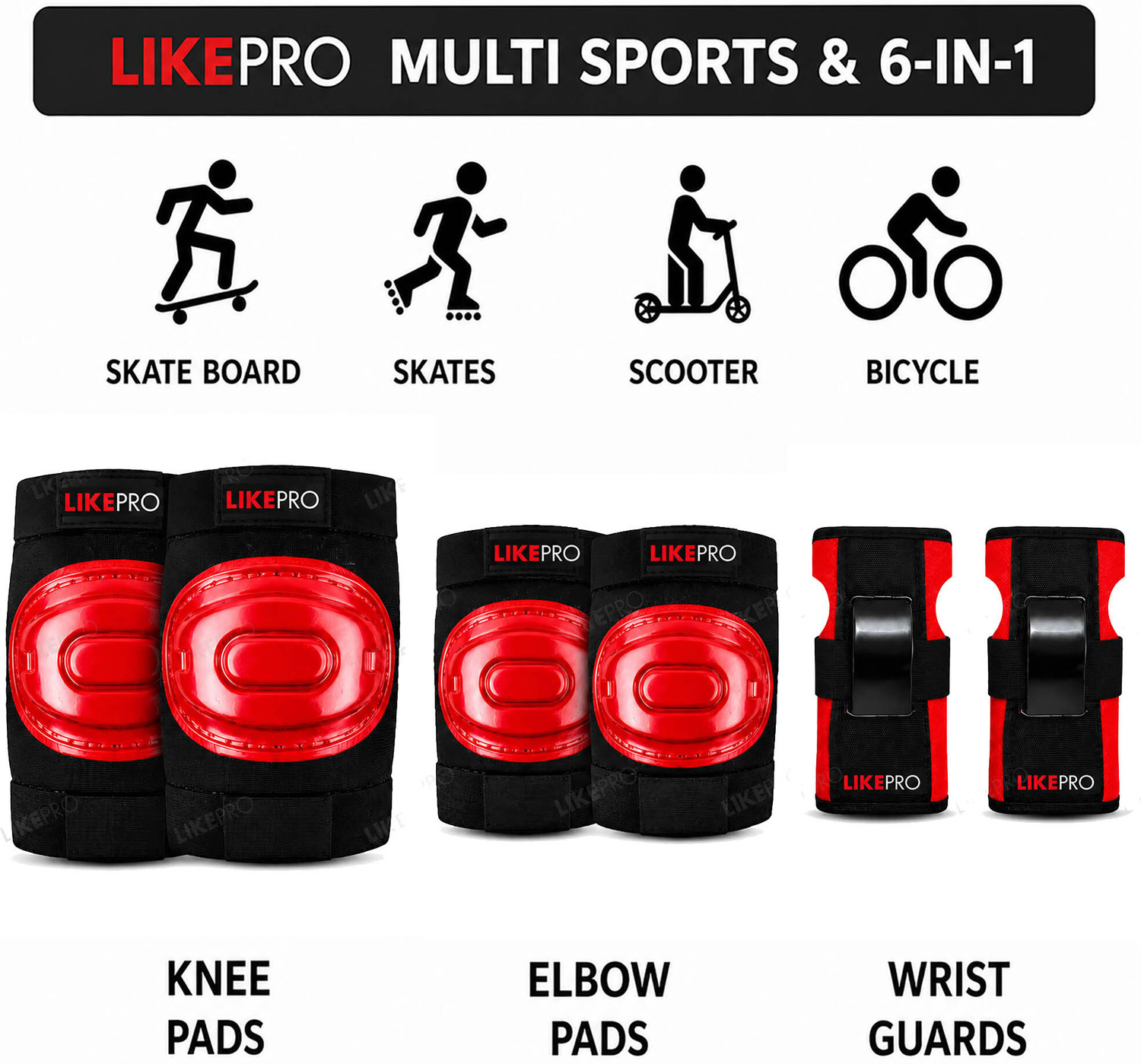 Image of LIKEPRO Kids Skating Protective Set (Ages 3-5-8-14 Yrs) With Skipping Rope Skating Guard Combo