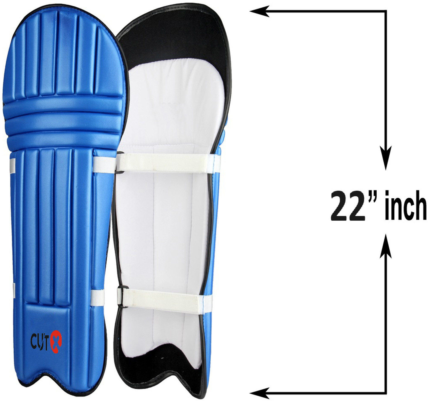 Image of CUTX Cricket Batting Legguard for Kids, Cheap Moulded Blue 22inch for 10 to 12 Years Cricket Guard Combo