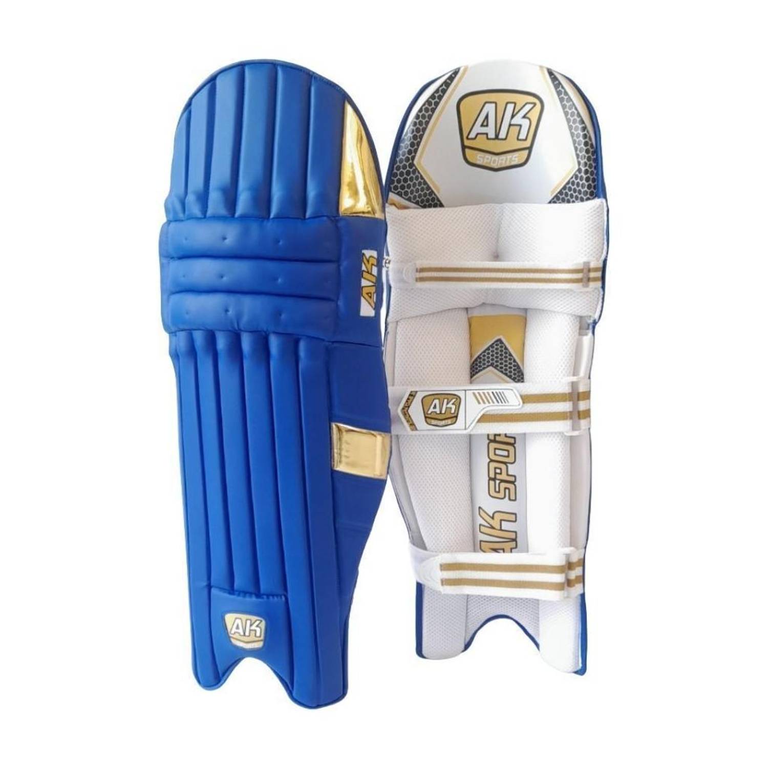 Aksports AK Batting Legguard/Pad GOLDEN/Blue 27 Inch Men's (Right Hand Batsman) Cricket Guard Combo