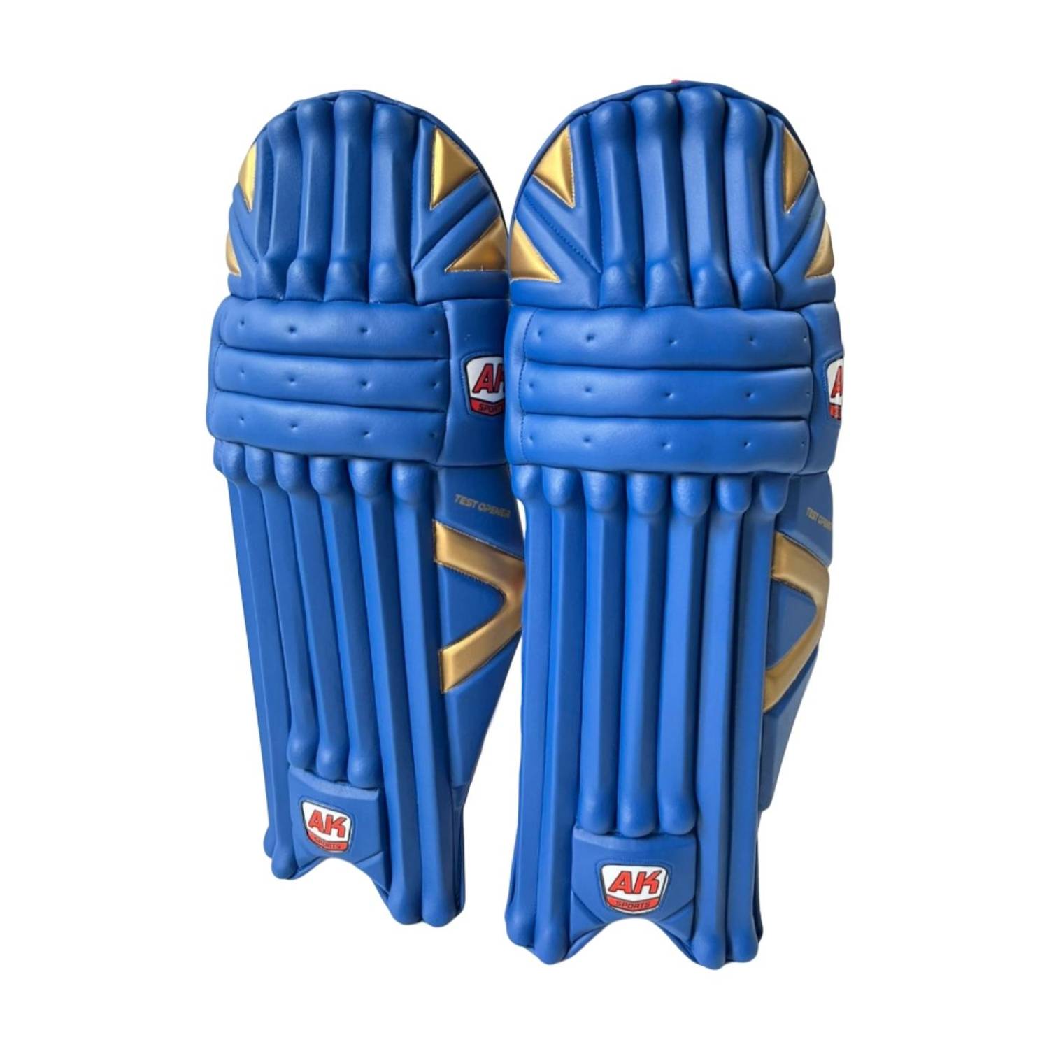 Aksports AK Batting Legguard/Pad TEST OPENER Indian Blue Gold 27 Inch (Right Hand ) Cricket Guard Combo