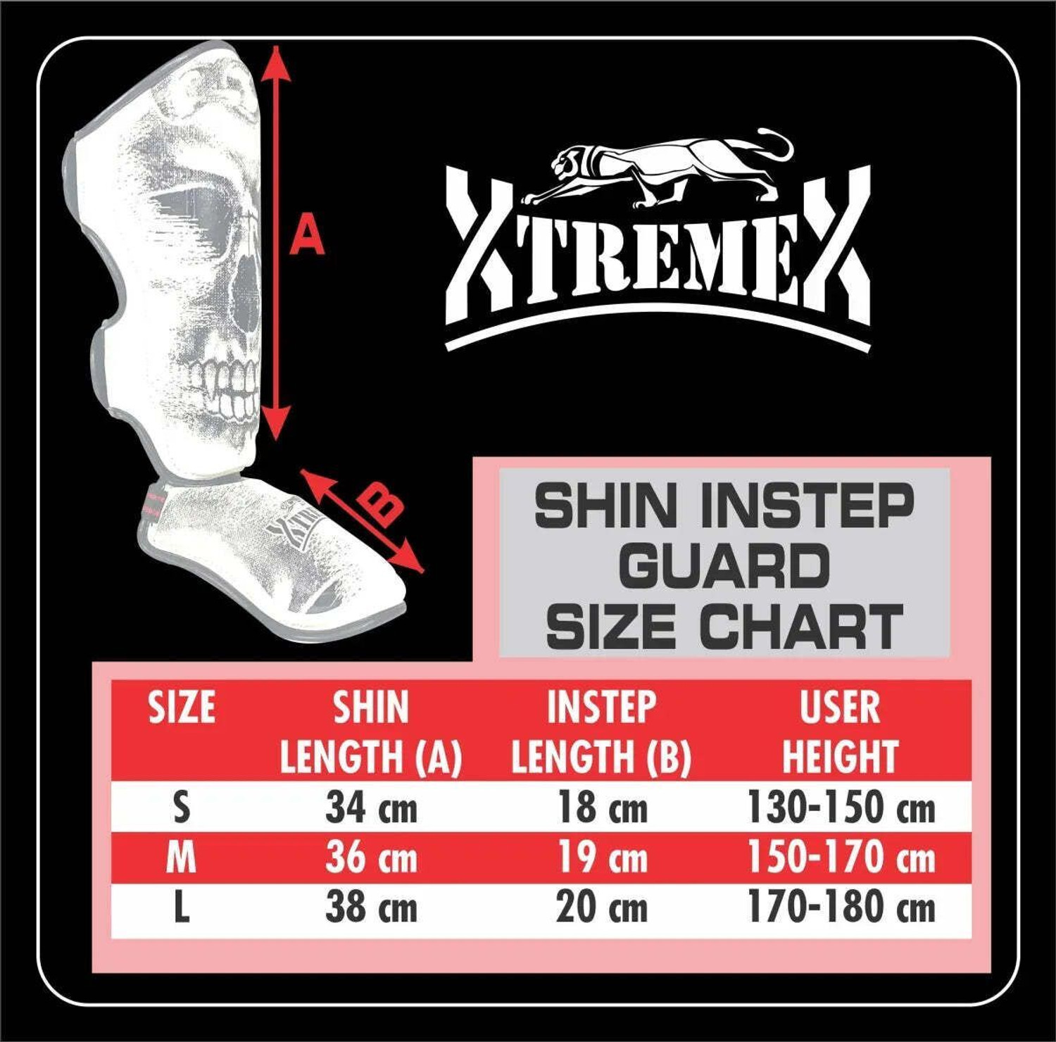 Image of XtremeX Skull Shin Instep Guard for MMA, Muaythai, Kickboxing, Shin Pads for MMA (M) MMA Shin Guard