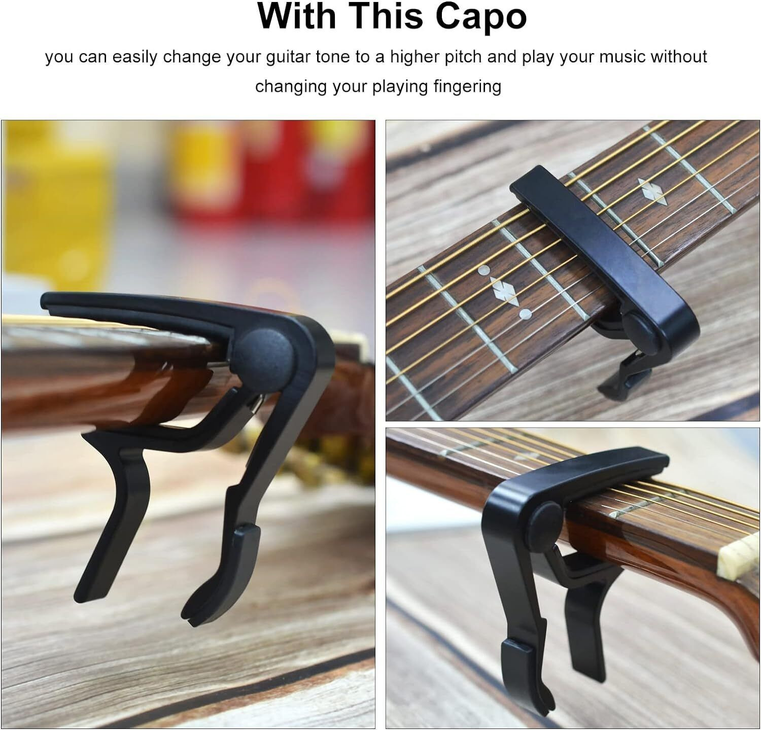 Image of AMG Music Guitar Belt with Capo and Picks Clutch Guitar Capo