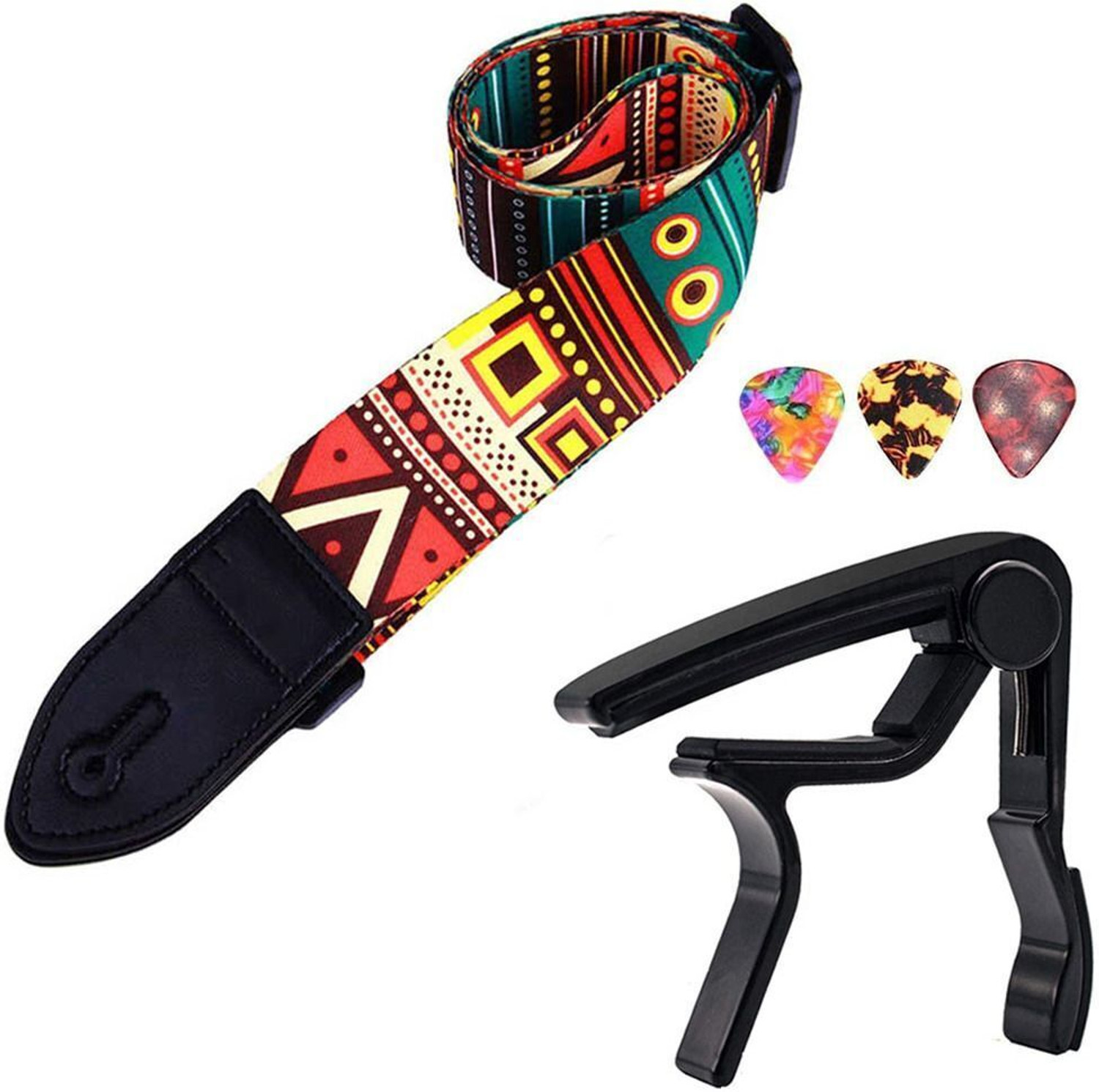 Image of AMG Music Guitar Belt with Capo and Picks Clutch Guitar Capo