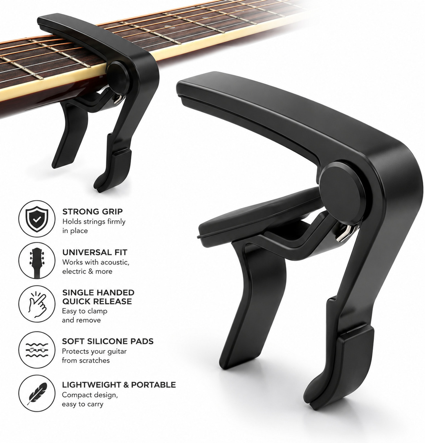 Image of intern INT-GC Clutch Guitar Capo (Black)