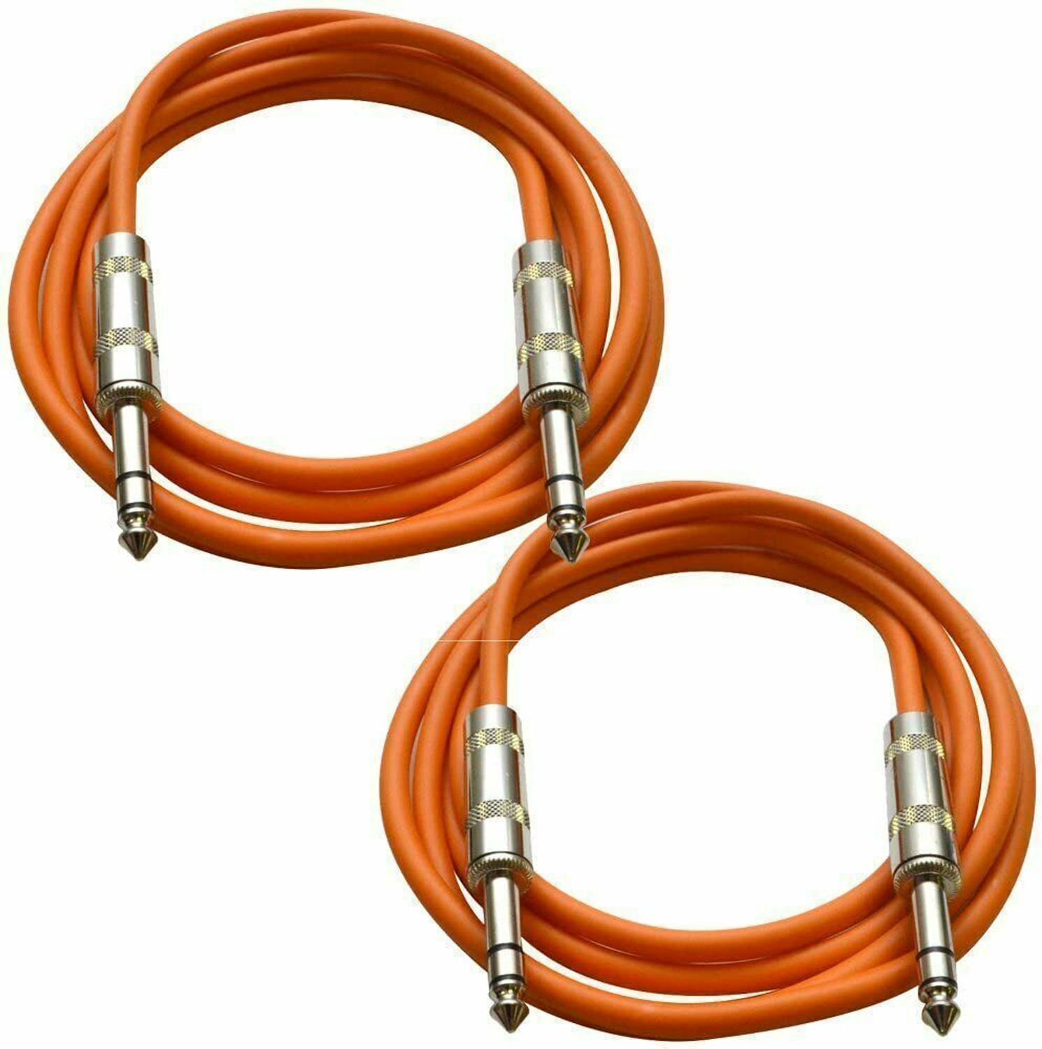 Image of MORTAS (PACK OF2) Guitar,Instrument 6.35mm Mono Jack Male To 6.35 mm Male 1 /4 inchBalanced Double Angled TRS Patch Cable