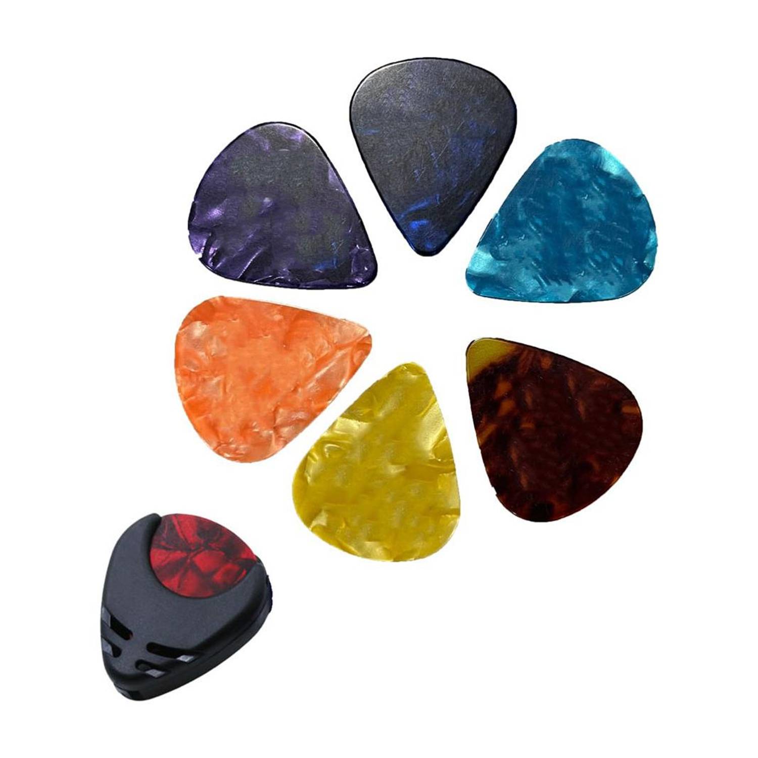 AMG Music Guitar Plectrums Picks Set (5 Pieces) with Pick Holder for All Types of Guitars Guitar Pick