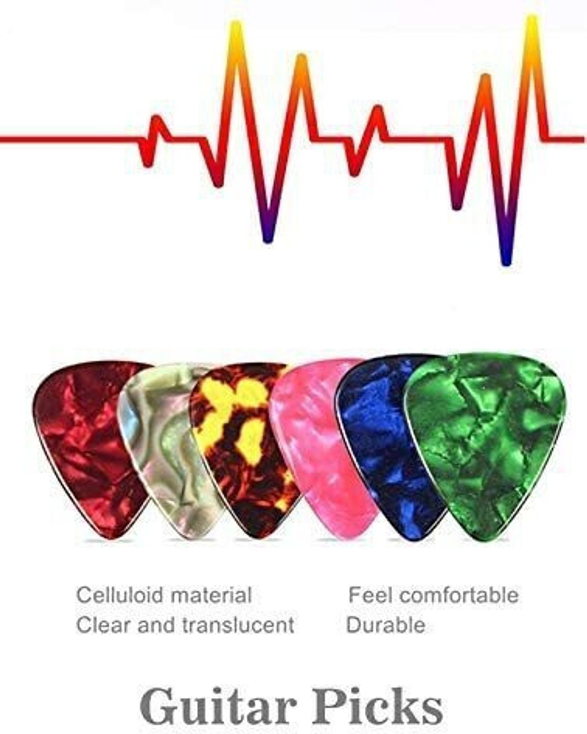 Image of TechBlaze 30 PCs Guitar Picks Plectrums Smooth Nylon Material Stylish Colorful Celluloid Guitar Picks Plectrums for Acoustic Guitar Electric Guitar Bass Ukulele Guitar Pick