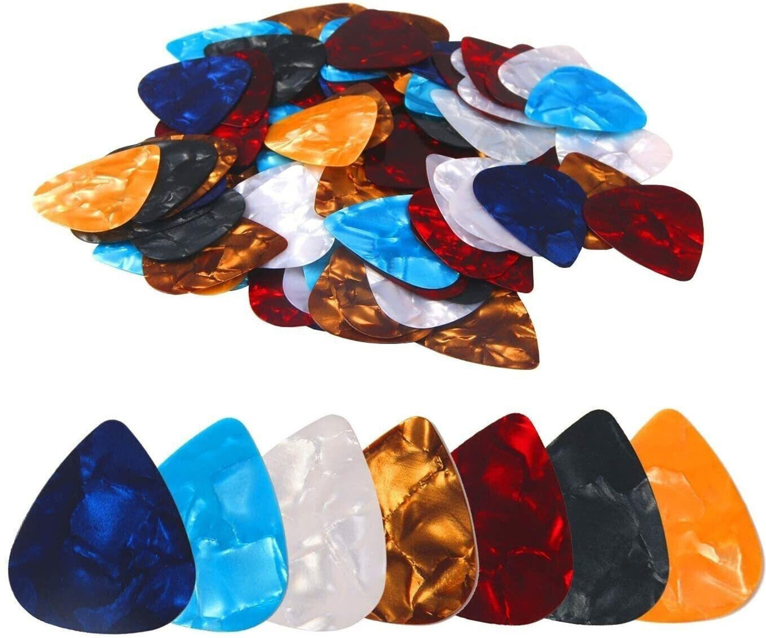 Image of TechBlaze 30 PCs Guitar Picks Plectrums Smooth Nylon Material Stylish Colorful Celluloid Guitar Picks Plectrums for Acoustic Guitar Electric Guitar Bass Ukulele Guitar Pick