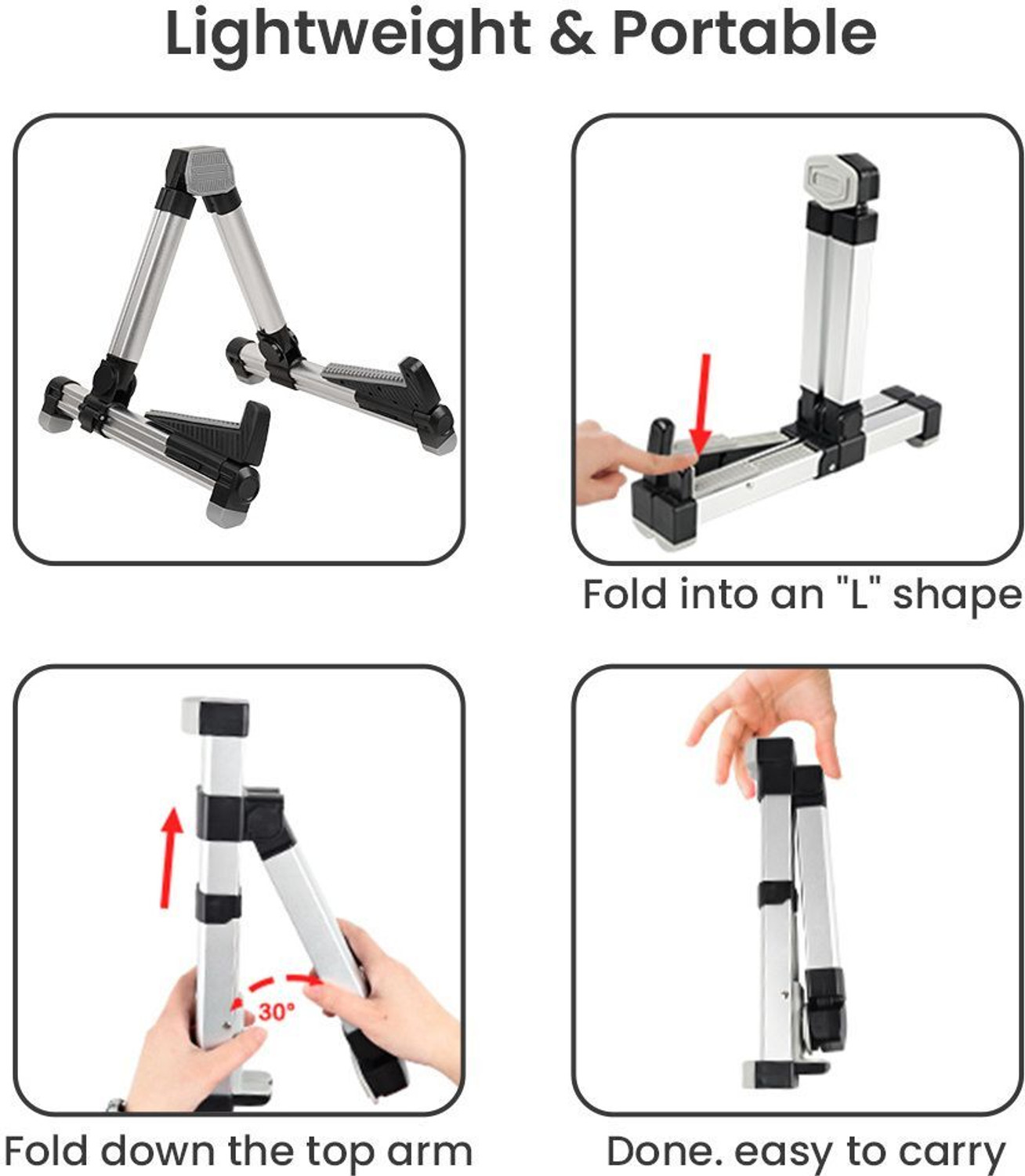 Image of KADENCE NK519 Aluminum Alloy Build, Adjustable Padded Arms, Back Rest & Anti-Slip Feet - A Frame Stand