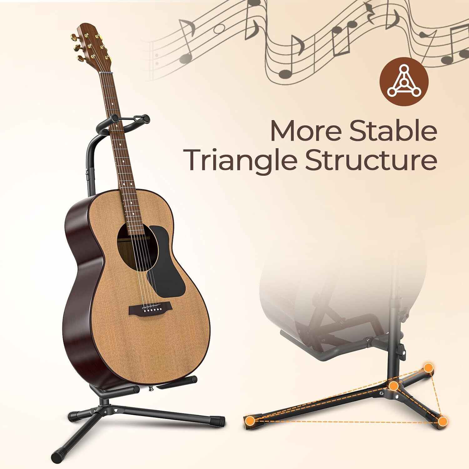 Image of intern Height Adjustable Guitar Stand Floor with Secure Support for Electric, Bass Tubular Stand