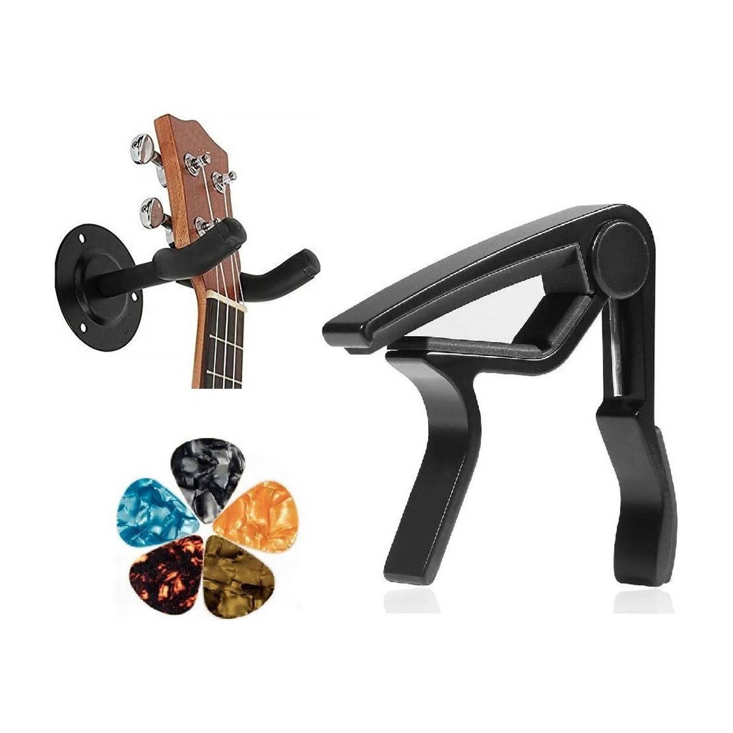 AMG Music Guitar Stand and Capo Combo, Wall Mounted Guitar Hanging Stand Cluck Display Bracket Hanger Hook Holder Stand Capo for Bass Electric Acoustic Guitar Bass Guitars & Violins Hanger Hanger Hanger