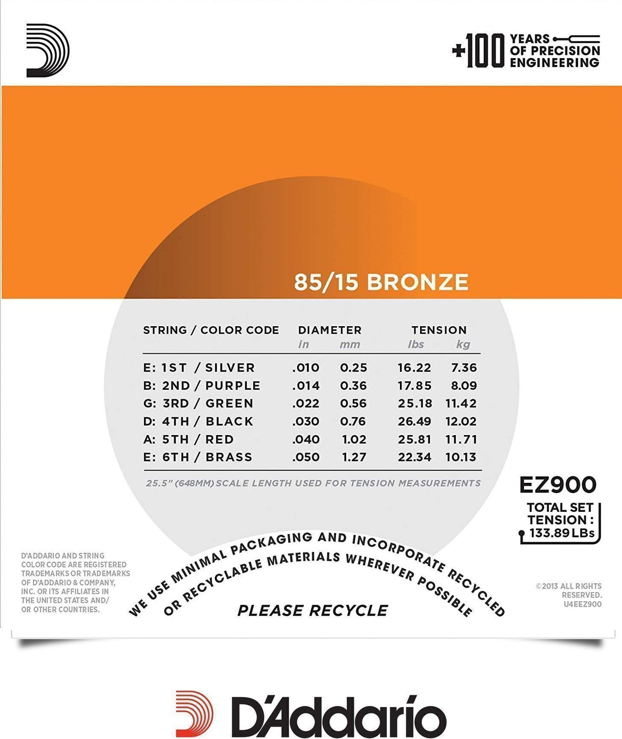 Image of Daddrio Acoustic EZ900 Bronze Guitar String