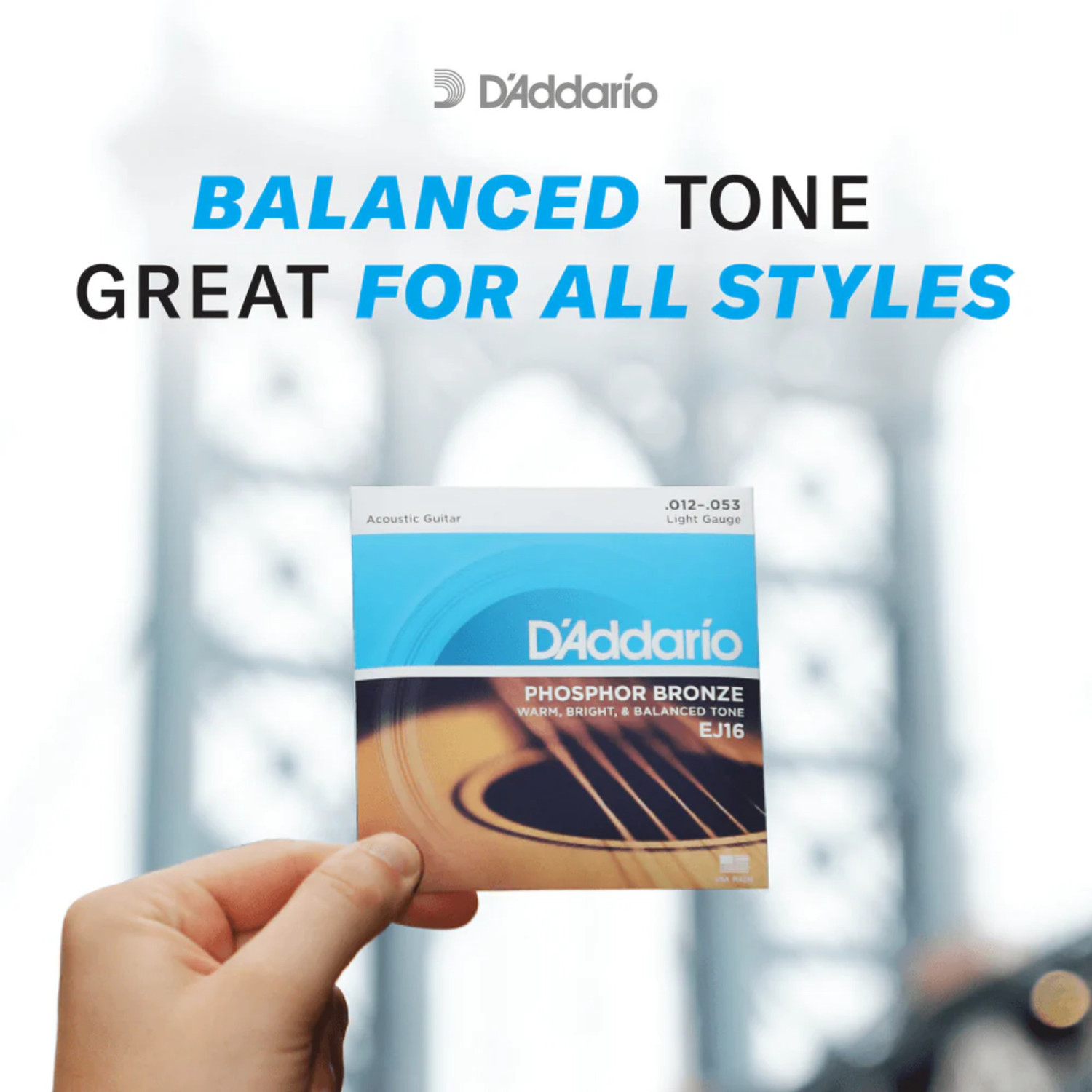 Image of D'ADDARIO Acoustic String set Daddario EJ16-2P ,12-53 Gauge (2Sets) Made in U.S.A Guitar String