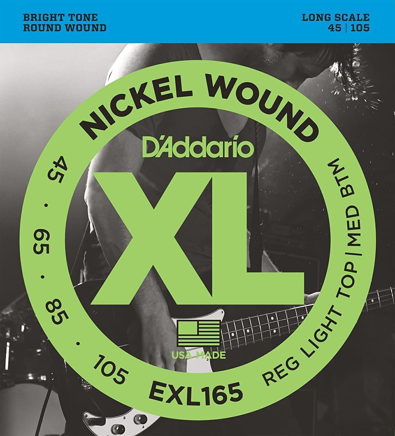 Image of D'ADDARIO Bass EXL165 Nickel Wound 45-105 Custom Light Bass Guitar Strings Guitar String