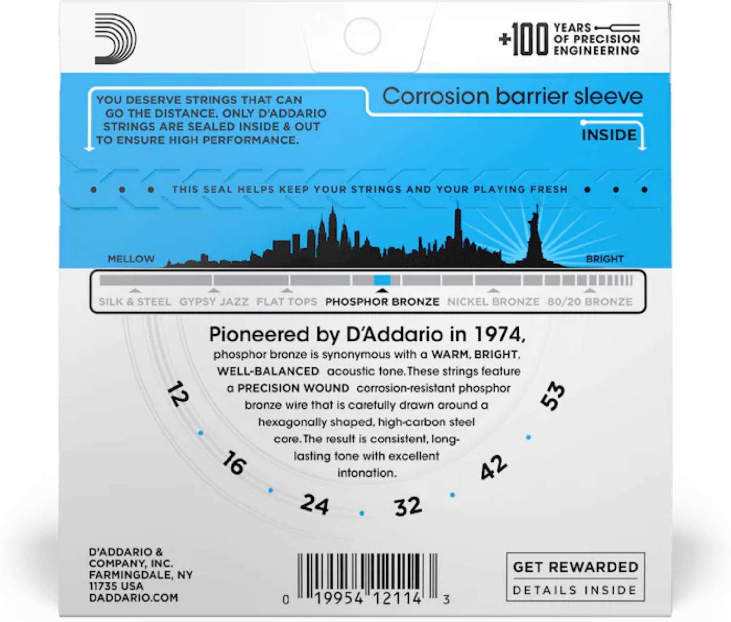 D'ADDARIO EJ16-2P Acoustic Guitar Strings 12-53 Gauge 2 Sets - Image 2