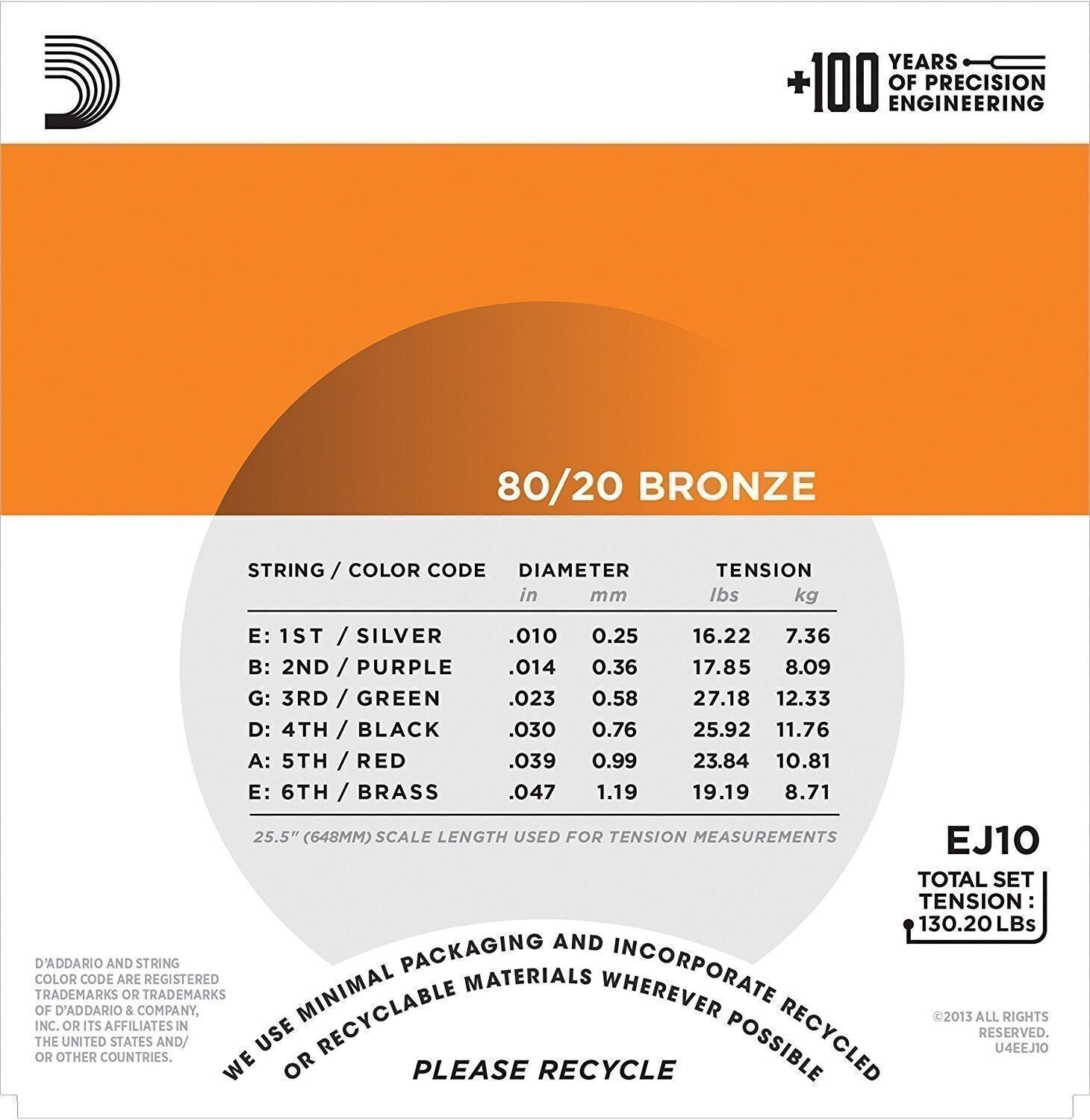 Image of D'ADDARIO Acoustic EJ10 Guitar String