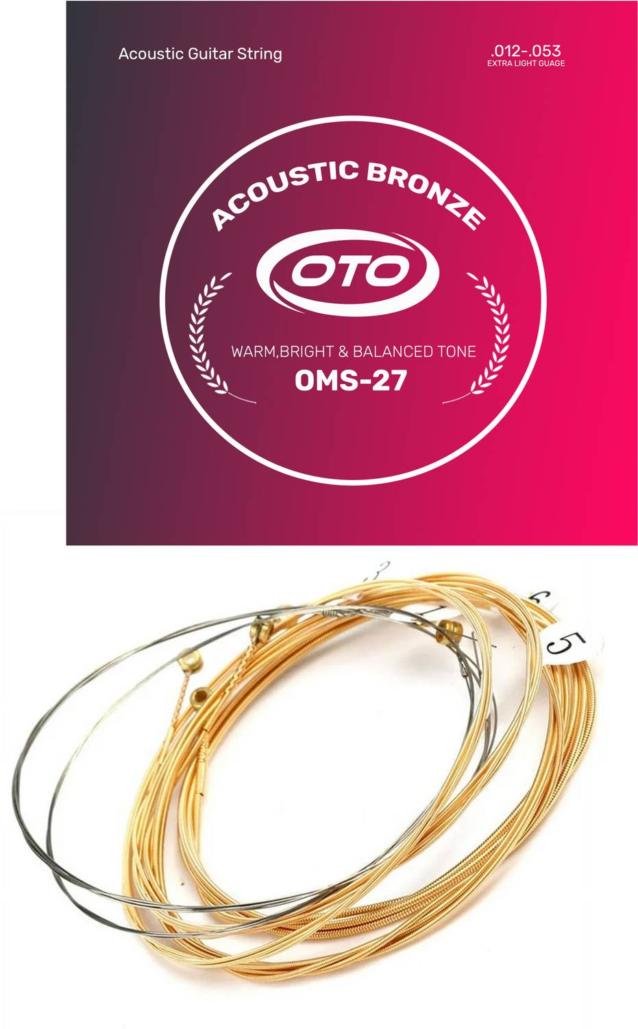 OTO Acoustic Guitar string set .12 guage bronze Guitar String