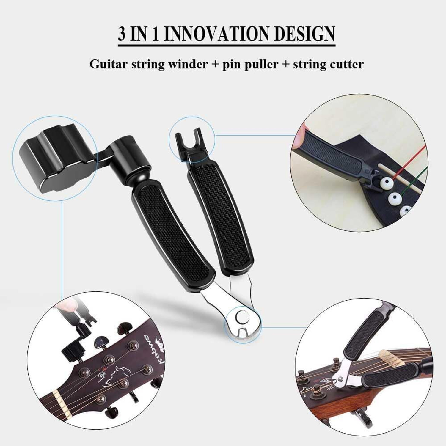 Image of AMG Music Acoustic Guitar Accessories 2 Guitar String, 2 Saddle Set, Capo ,Tuner, Winder and Picks Guitar String
