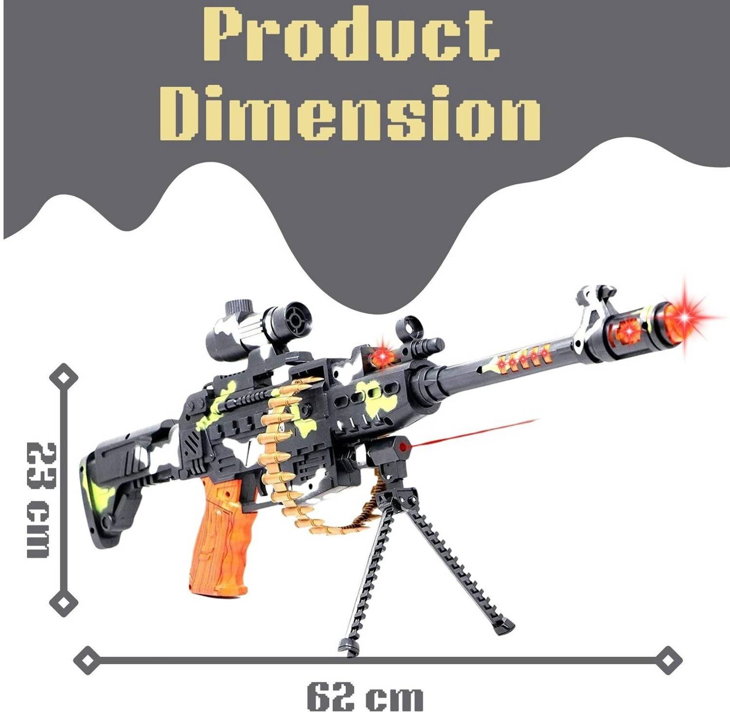 DToys Military Machine Gun Toy with Sound Light Bipod Scope Camo Kids Play Toy Set Gun