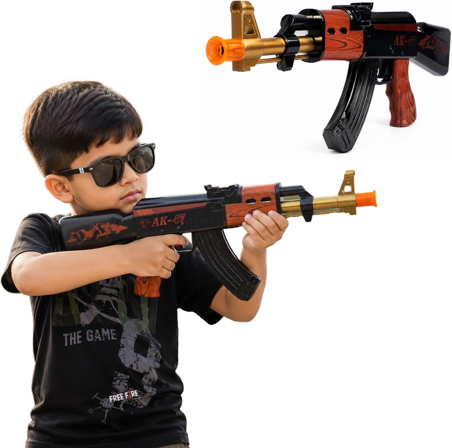 WISHKEY AK-47 Toy Gun for Kids with Light & Sound, Battery Operated Gun