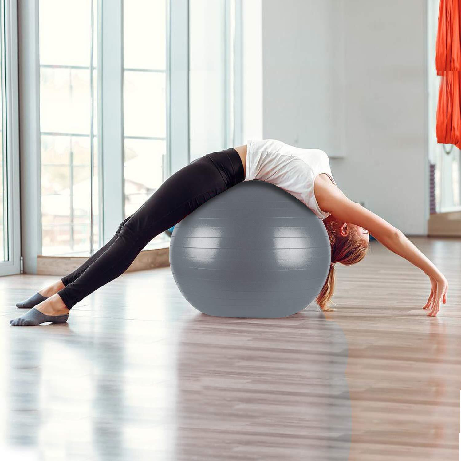 Image of Pinopa Exercise Ball Anti-Burst, Yoga Ball Anti-Slip with Quick Air Pump Gym Ball