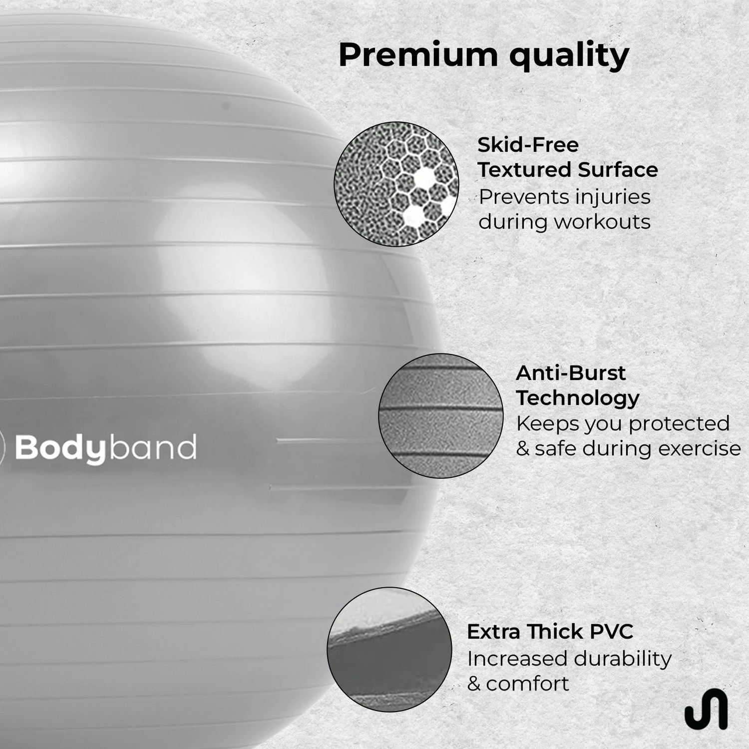 Image of BODYBAND Gym Ball for Men & Women Swiss Exercise Ball Yoga Ball Pregnancy Ball for Women Gym Ball