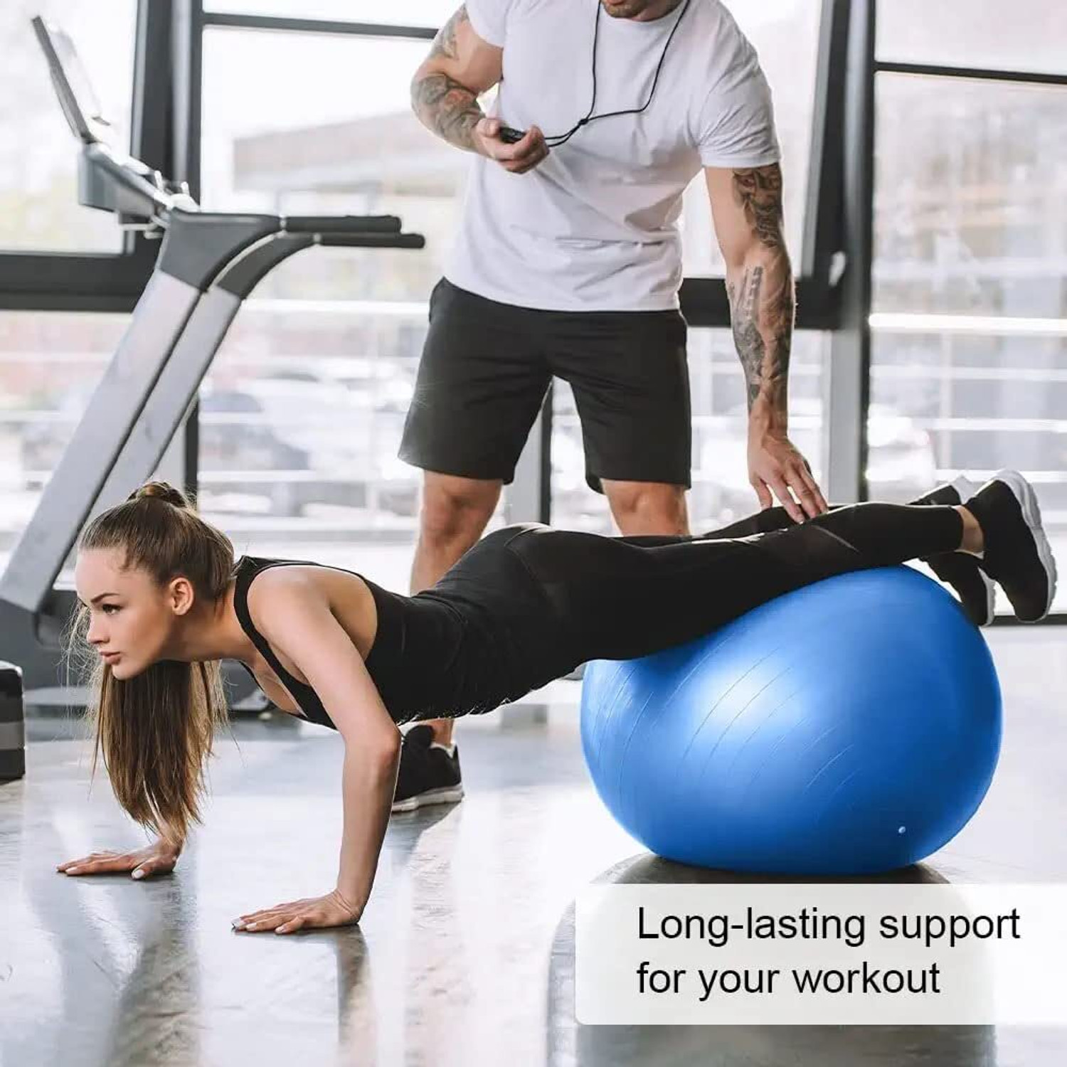 Image of PINOPZA Anti-Burst Rubber Gym Ball 65 cm with Free Foot Pump Gym Ball