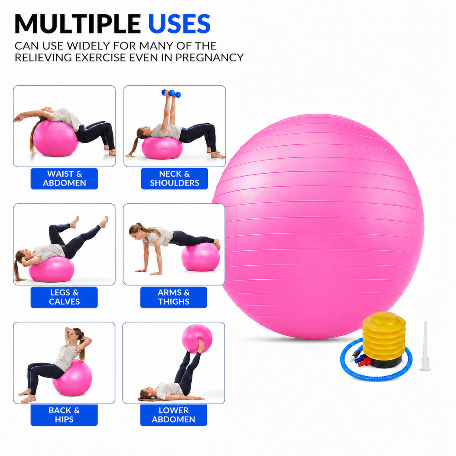 Image of Fitness Scout Stability Ball Chair For Office Home Gym, Yoga Ball For Workout (55 cm) Gym Ball
