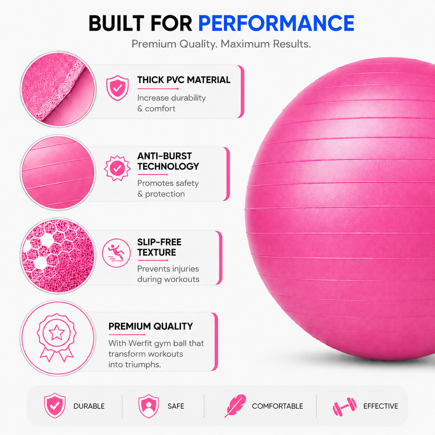 Image of Fitness Scout Stability Ball Chair For Office Home Gym, Yoga Ball For Workout (55 cm) Gym Ball
