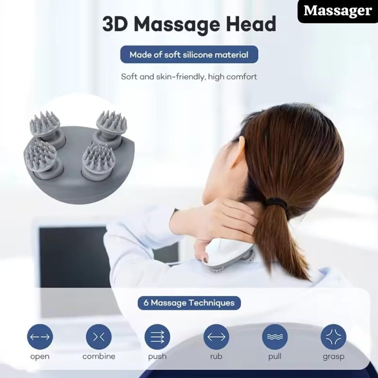 Image of NUVIO Head Massager Electric Scalp Massager 4 Removable Massage Claws Rechargeable