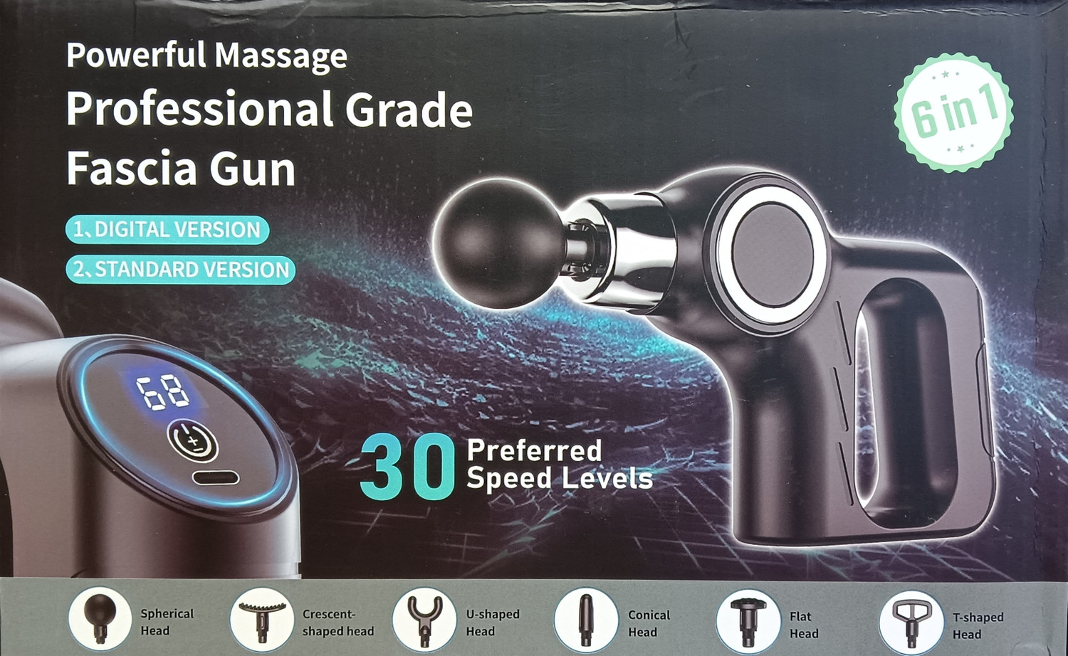 Image of Niyorez Fascia Gun Massager 6 Head 30 Preferred Speed Levels Body Massager(Multicolor)
