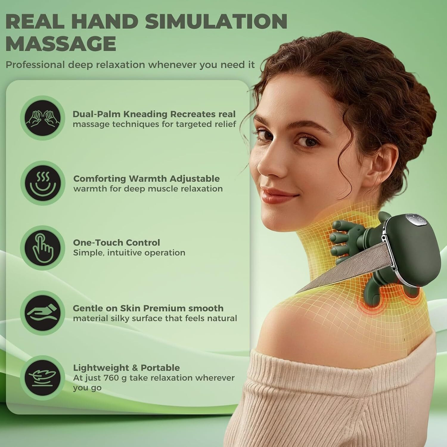 Image of VALORACE Shoulder & Neck Massager with Heat, 4D Bionic Heated Neck Massager