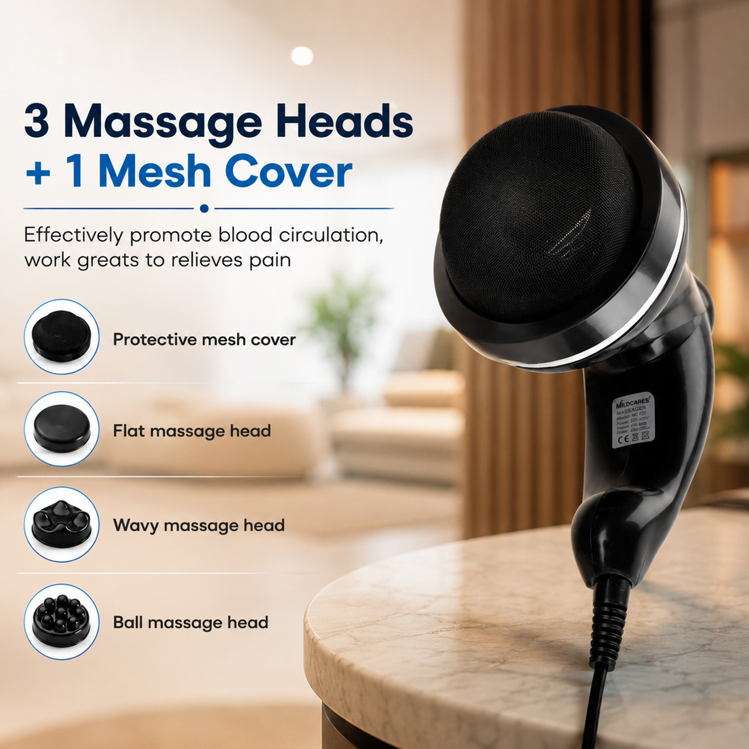 Image of MILDCARES Rx1-Pro Full Body Massager & Physiotherapy Machine | Handheld Electric Hammer Massage Machine for Back, Neck, Shoulder & Leg Pain Relief | 3 Attachments Massager