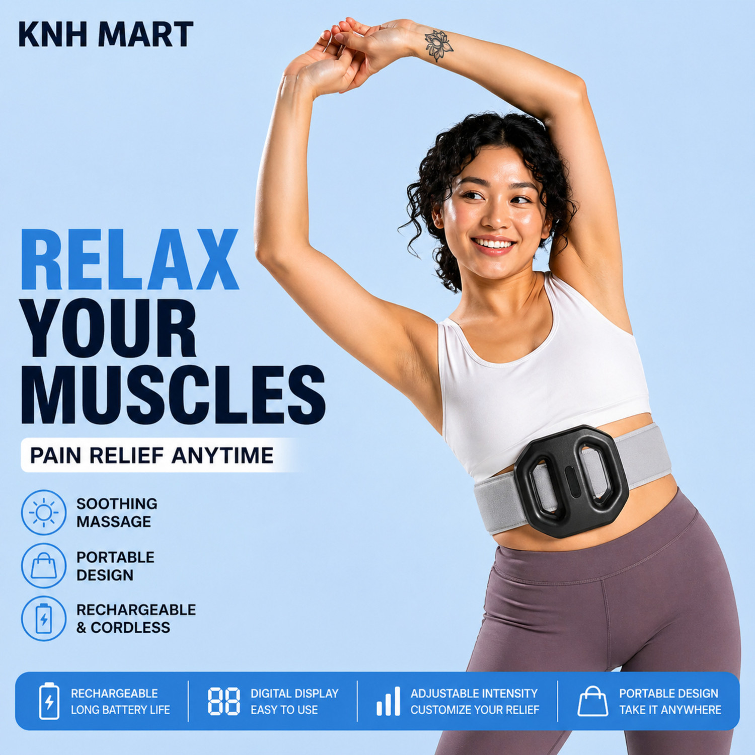 Image of KNH MART Electric Fascia Massage Ring - 5-Speed Adjustable Vibration Massager