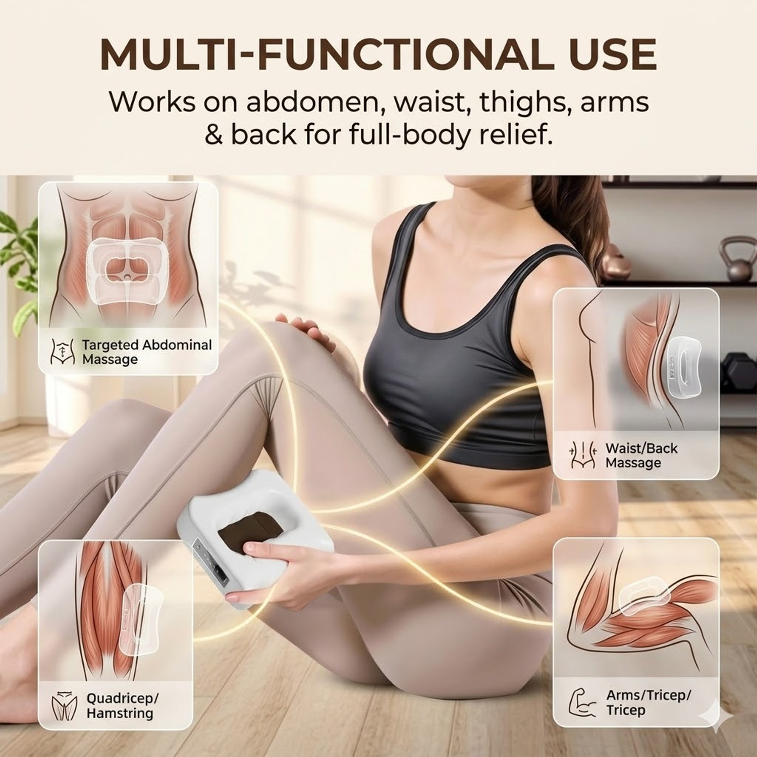 Image of Kripara Sales Vibrating Fascia Ring Massager - Multi-Functional Fitness Belt (USB Powered)