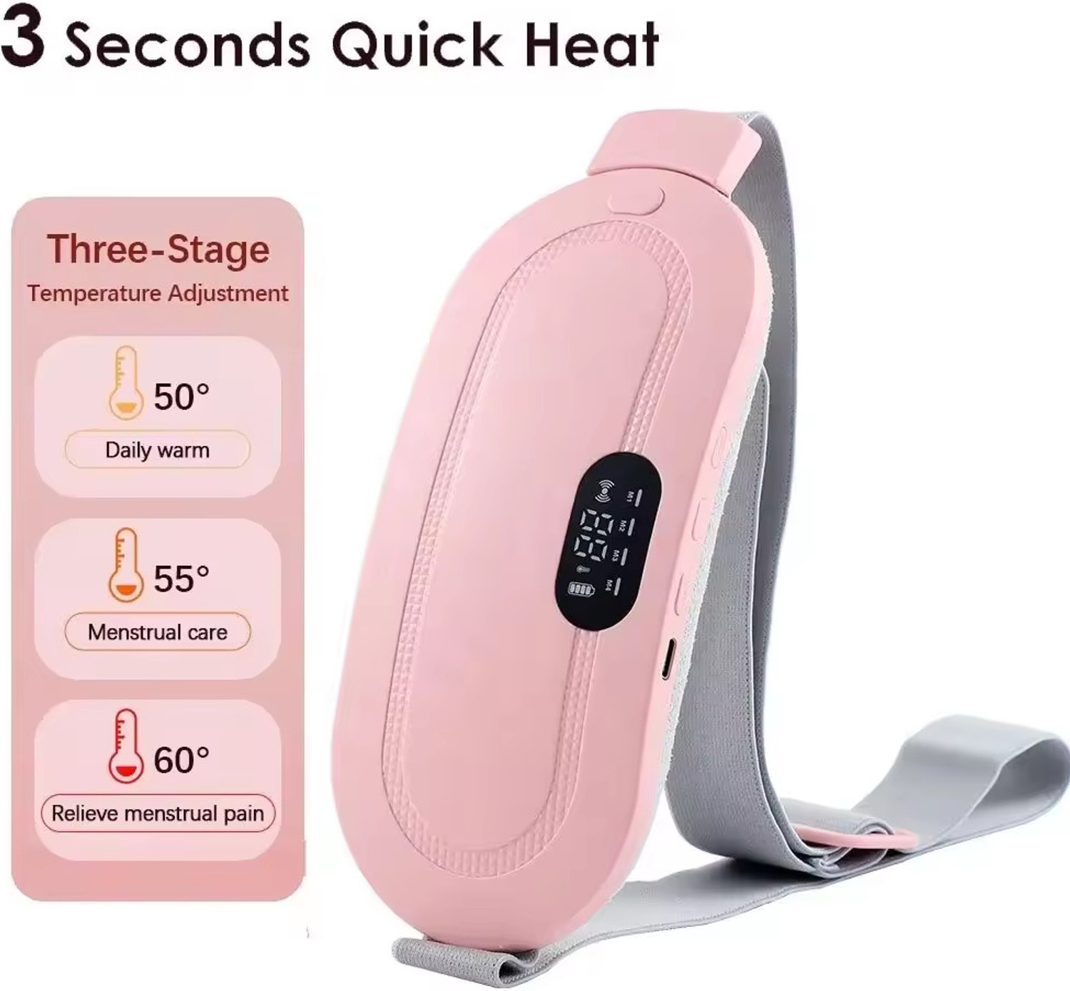 Image of D+one Period Cramp Relief Device for Women - Rechargeable Heating Pad with Vibration Slimming Machine
