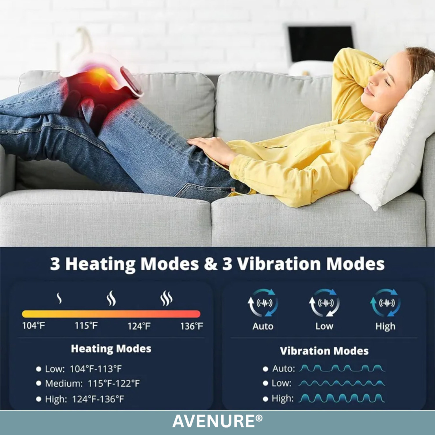 Image of Avenure Smart Heated Knee Massager Pain Relief