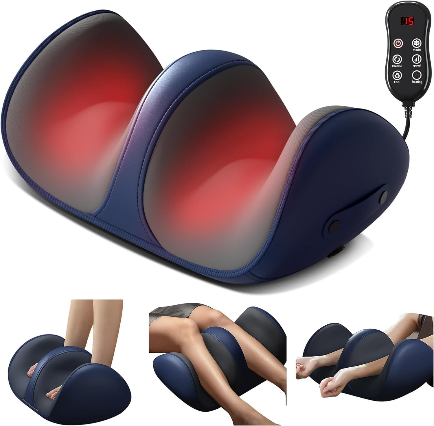 Image of FLOVTRIX Shiatsu Foot Massager with 3 Intensity Levels Massage Nodes Foot Massager Machine with Heat, Foot and Calf Massager Massager