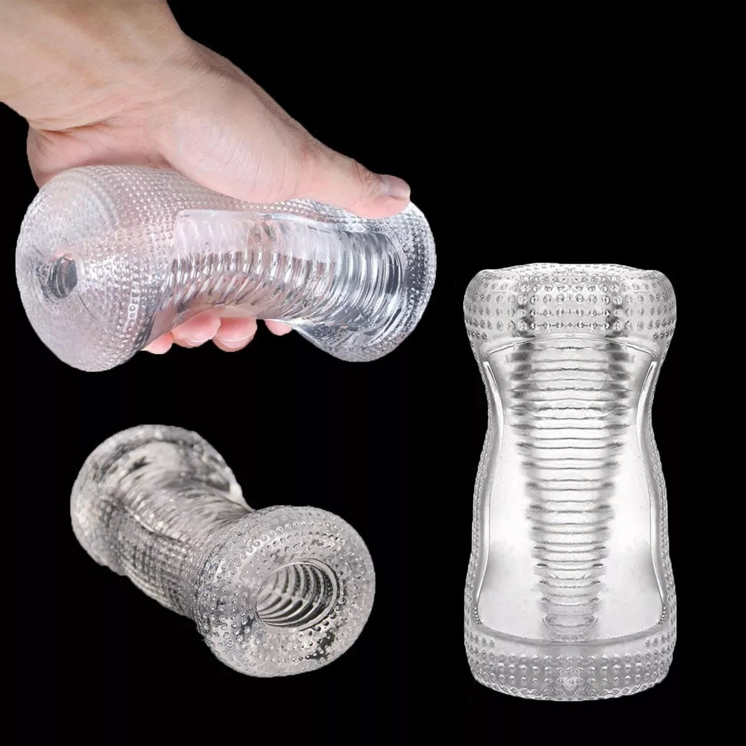 Image of YAWI Double Open Crystal Therapy Vacuum Stroker Massager with Pumping Handle