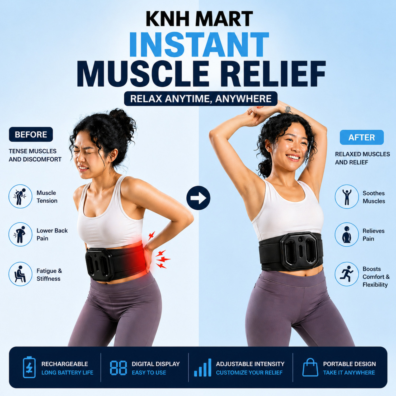 Image of KNH MART Electric Fascia Massage Ring - 5-Speed Adjustable Vibration Massager