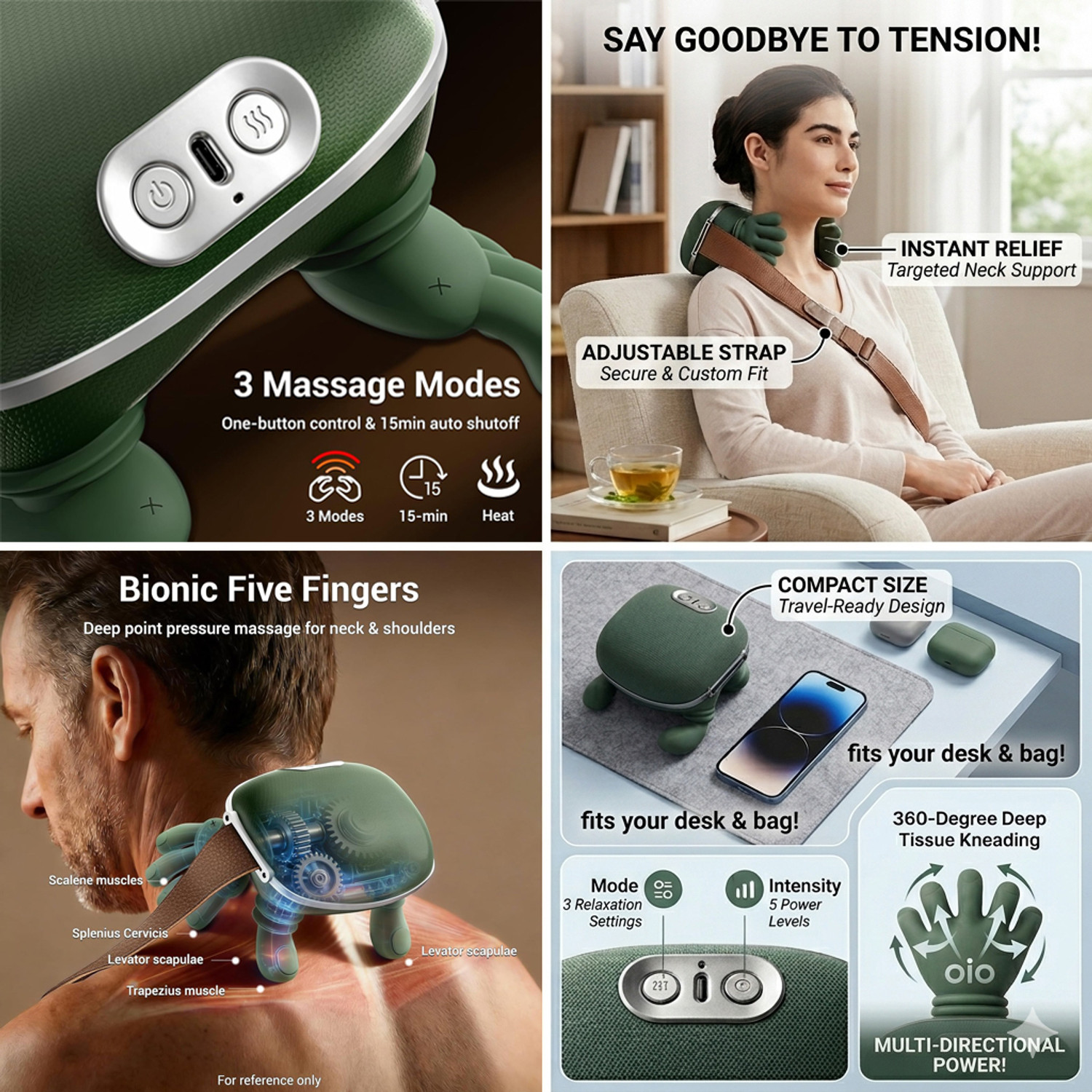 Image of Samridhi Enterprises Cordless Hands-Free Neck & Shoulder Massager with Heat for Pain Relief