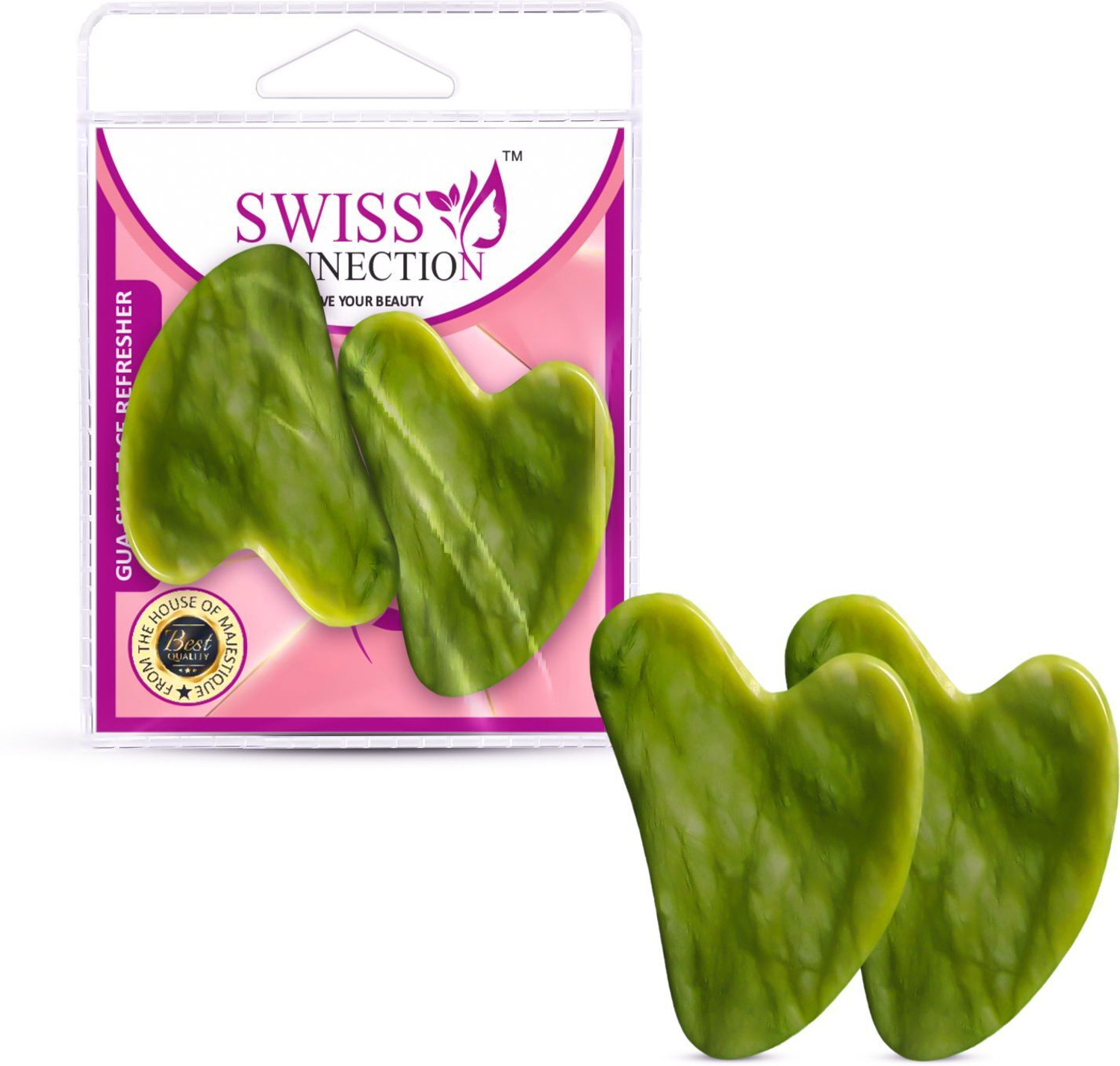 Image of Swiss Connection Gua-Sha Natural Stone for face Scraping Skin Massager Stone Gua-Sha Facial Tool
