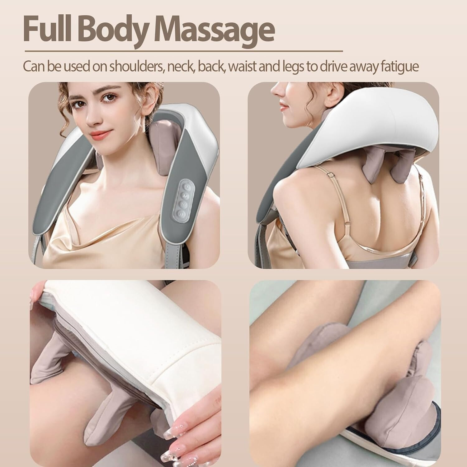 Image of NUVIO Rechargeable Neck Shoulder Massager | 5D Kneading Heat Pain Relief