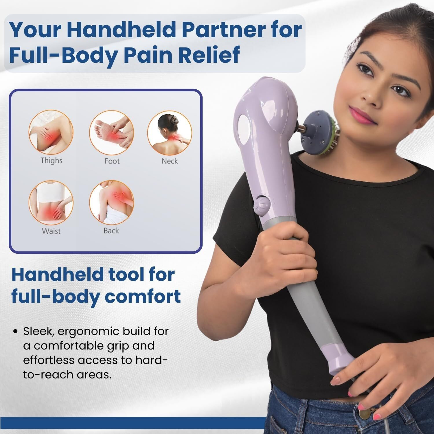 Image of classitovilla Magic Complete Body Massager with 7 attachments For Pain Relief Back, Neck, Foot
