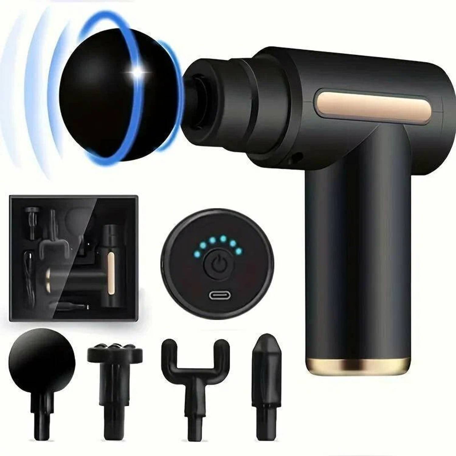 RjGuru Portable Massage Gun with 4 Heads - Image 1