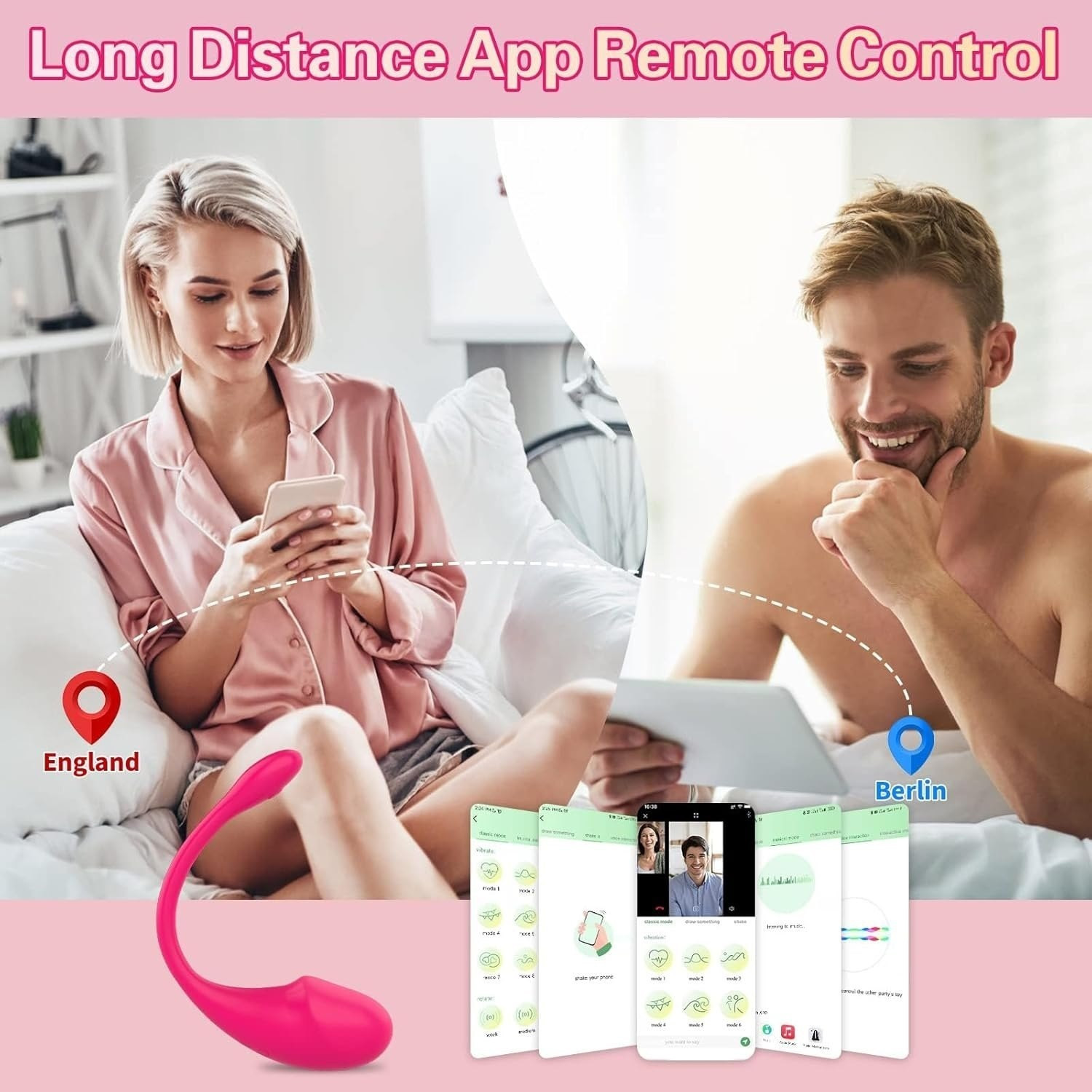Image of Luzimaisa APP Remote Control Pink Fun Long Distance Couple Vibrator,