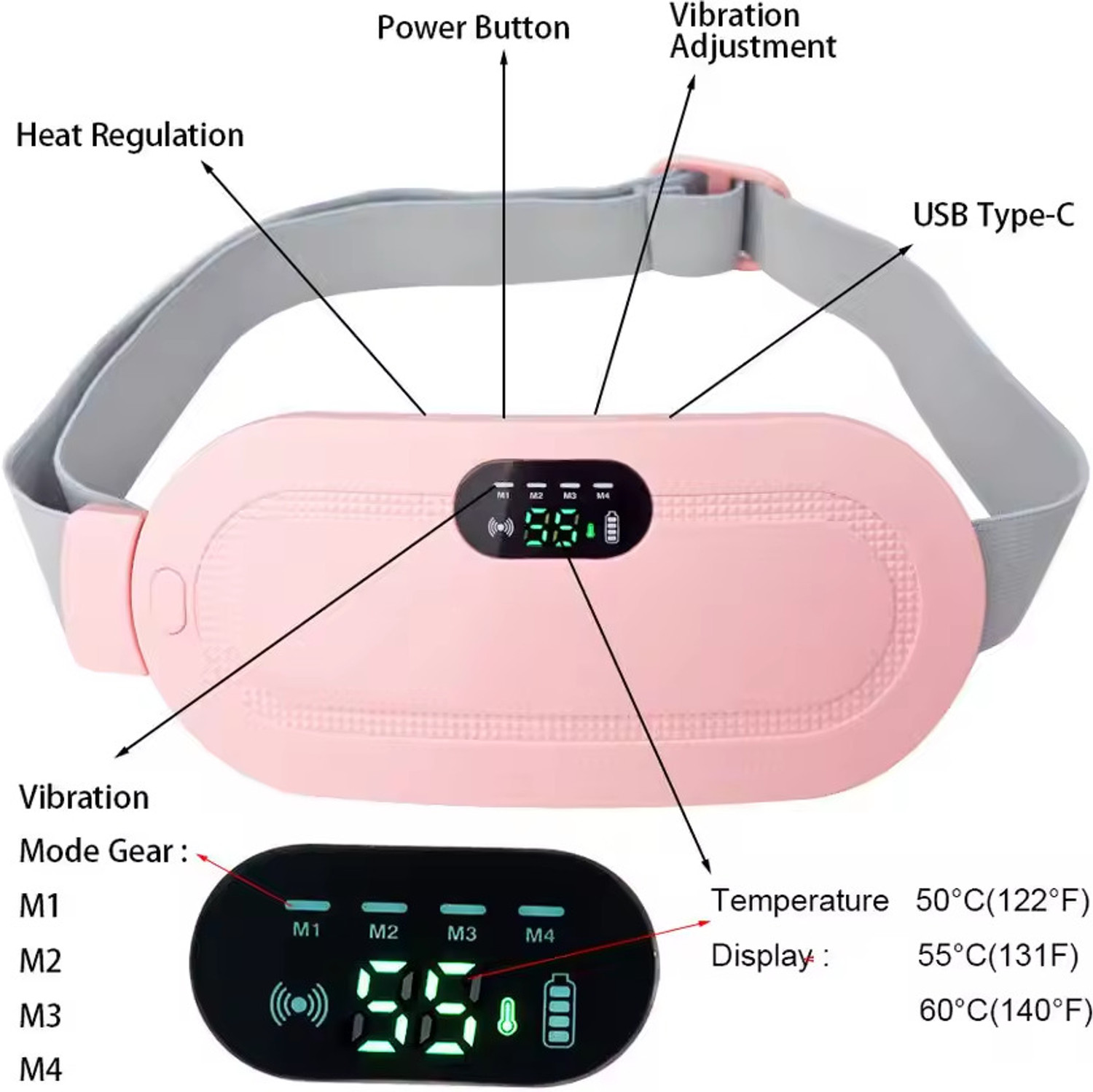 Image of D+one Period Cramp Relief Device for Women - Rechargeable Heating Pad with Vibration Slimming Machine