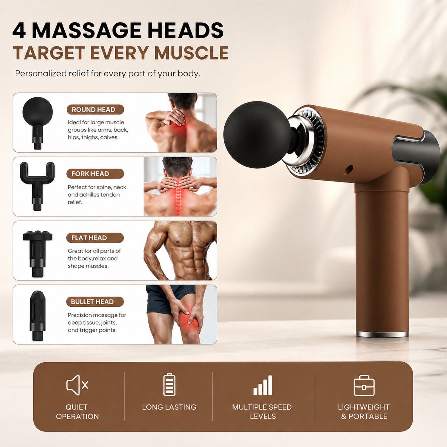 Image of Pentom HyperPulse Gun Massager for Full Body Pain Relief, Rechargeable Cordless Deep