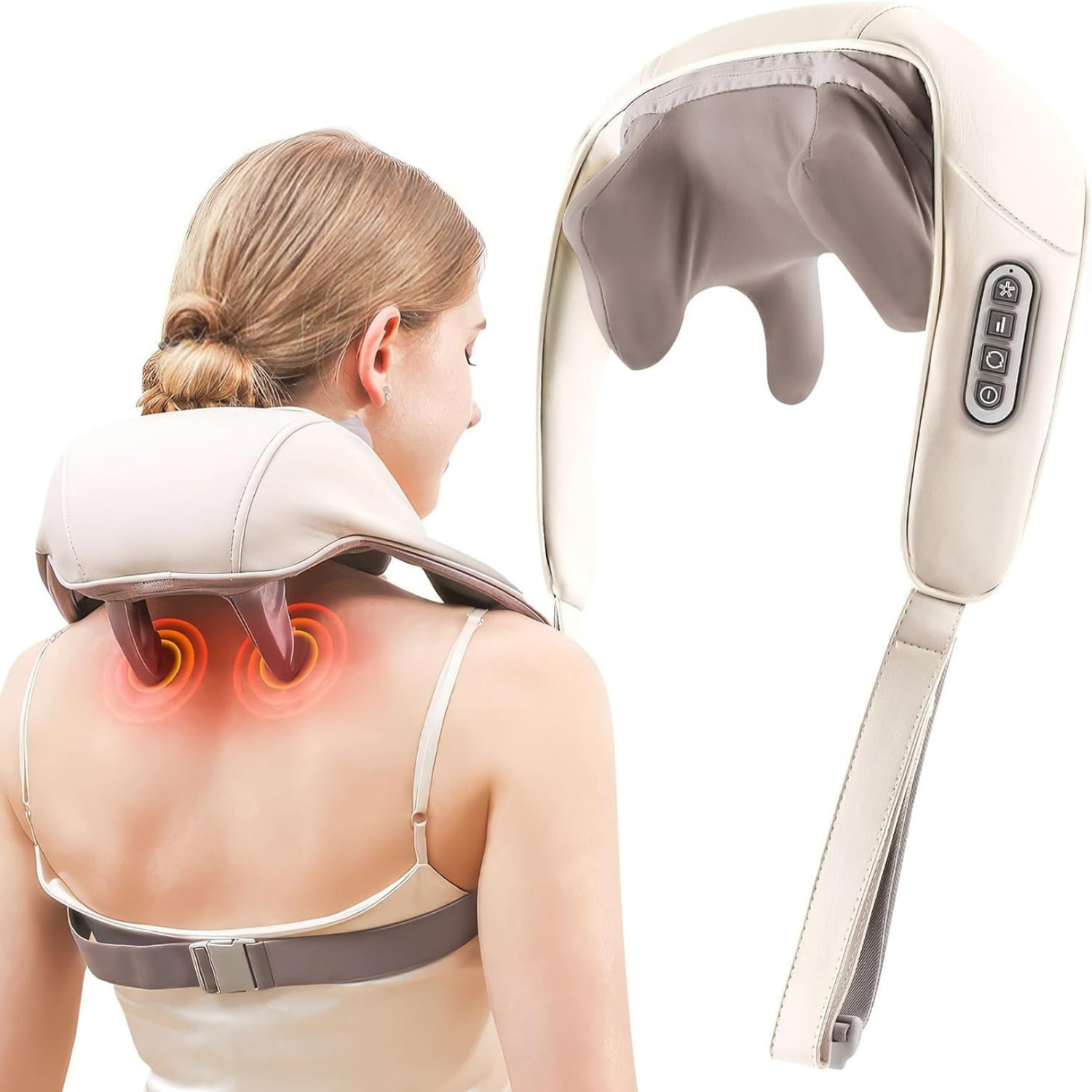 Image of NUVIO Rechargeable Neck Shoulder Massager | 5D Kneading Heat Pain Relief